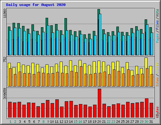 Daily usage for August 2020