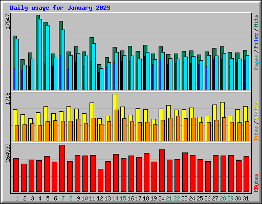 Daily usage for January 2023