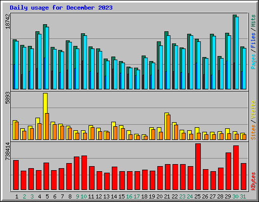 Daily usage for December 2023