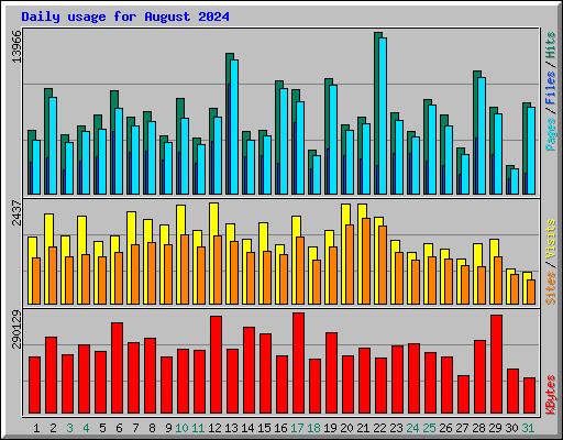 Daily usage for August 2024