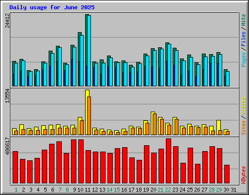 Daily usage for June 2025